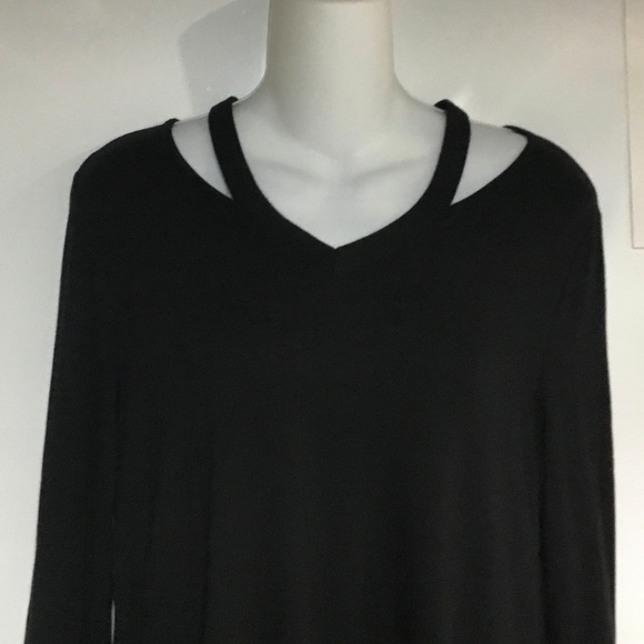Black Tunic Top Sz Small with Jagged Hem - Picture 2 of 4